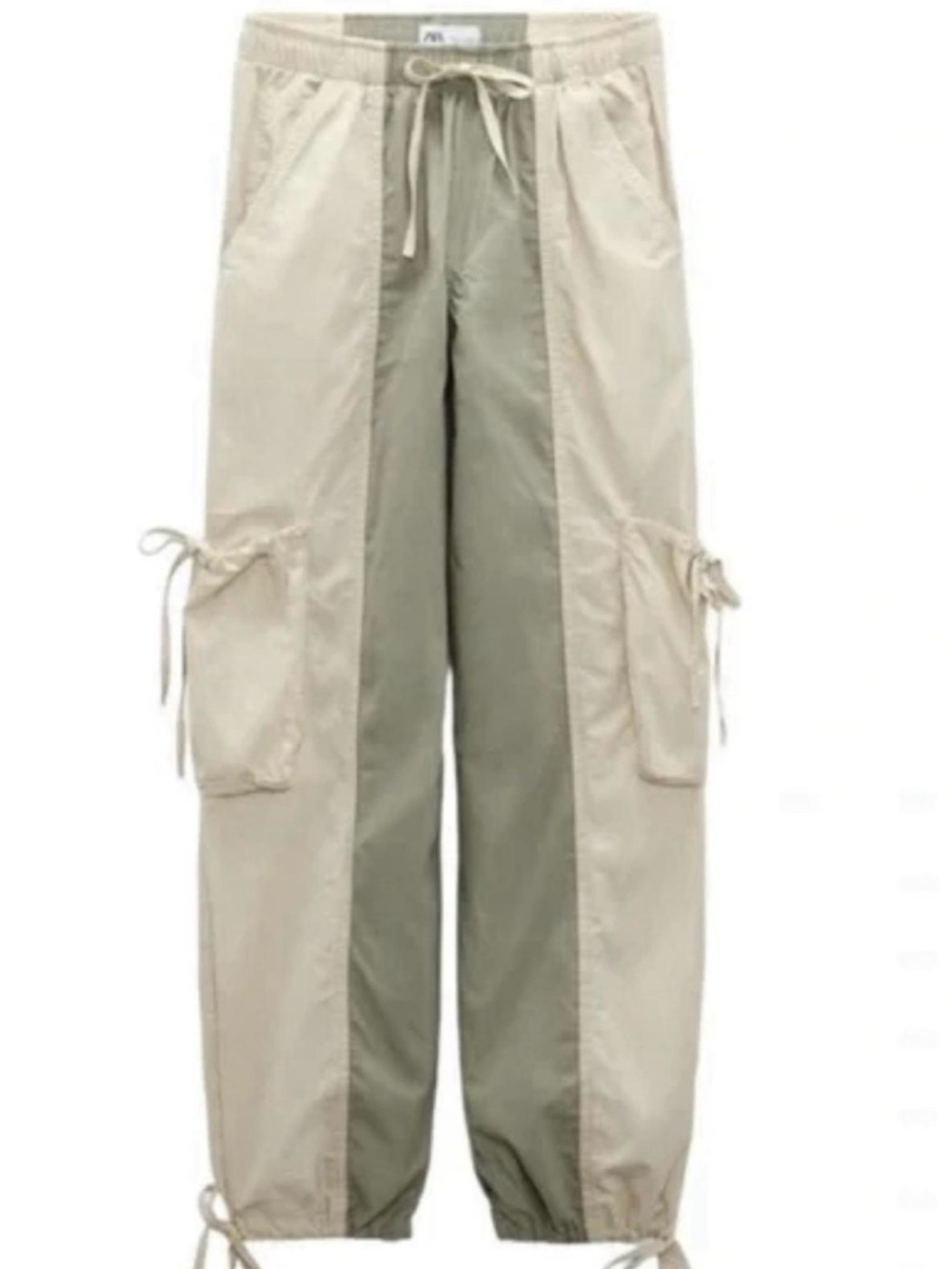 Zara color block parachute pants Cargo XS Oversized W26L30.5 HighRise